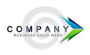 Abstract two arrow directions focused Logo, on Corporate Invest Business Logo design. Financial Investment on white background