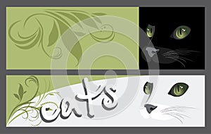 Abstract two banners with muzzle of cats photo