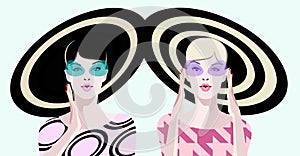 Abstract two fashion women looking for sale