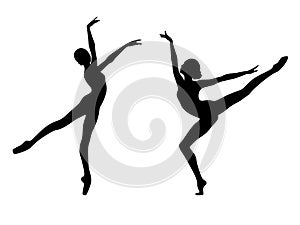Abstract two silhouettes of dancer