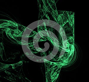 Abstract ufo green fractal background. Fantasy fractal texture. Digital art. 3D rendering. Computer generated image