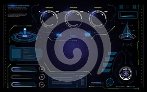 Abstract UI hud interface futuristic data processing screen analysis design template background