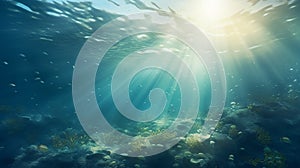 abstract underwater background with sunbeams