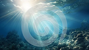 abstract underwater background with sunbeams