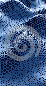 Abstract Blue Hexagon Wave Pattern with Geometric Network Background