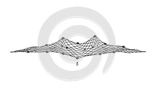 Abstract Undulating Wireframe Grid Representing a Digital Network Connection