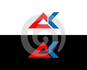 Abstract Unique AK Letter Logo Icon Design