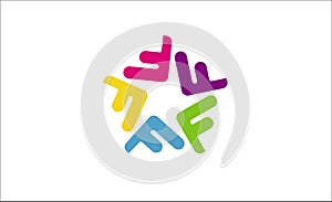 Abstract Unique F Letter Star Logo Symbol Design Illustration