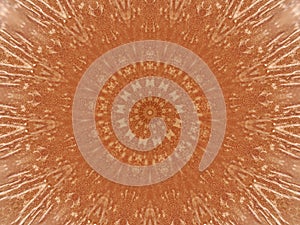 Abstract unique kaleidoscope background. Beautiful kaleidoscope seamless pattern. Seamless kaleidoscope texture.Orange retro photo