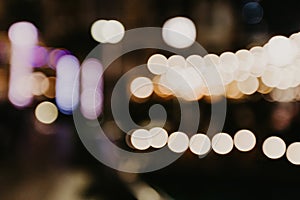 Abstract urban night light bokeh, defocused background