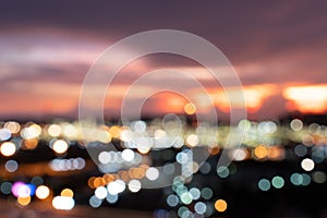 Abstract urban night light bokeh defocused background