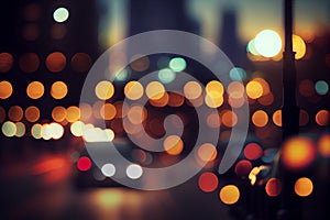 Abstract urban night light bokeh , defocused background