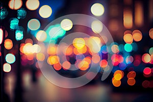 Abstract urban night light bokeh , defocused background