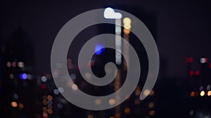 Abstract urban night light view with bokeh defocused background