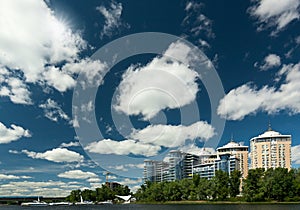 Abstract urban view with residential buildings