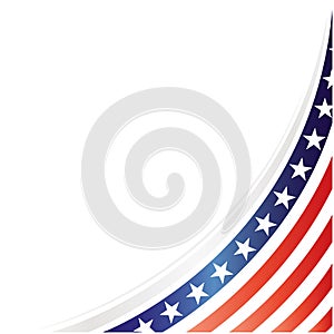 Abstract USA flag wave corner background border.