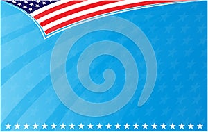 Abstract USA flag wave corner background border banner.