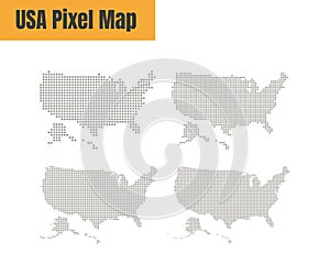 Abstract USA or United States of America Map with Dot Pixel Spot Modern Concept Design Isolated on White Background Vector