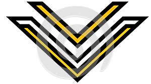 Abstract V Shape Geometric Pattern Gold Black White Design Vector Graphic