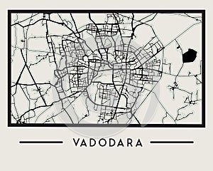 Abstract Vadodara City Map - Illustration