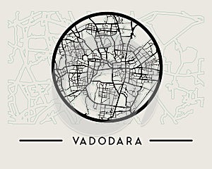 Abstract Vadodara City Map - Illustration