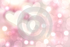 Abstract valentine background. Abtract festive blur pink bright pastel background with three large white hearst for valentine or