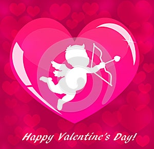 Abstract Valentine`s Day Background with Cupid