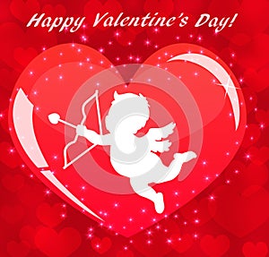 Abstract Valentine`s Day Background with Cupid