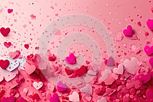 Abstract Valentine`s day background in pink colors. Wedding design. Generative AI