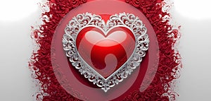 Abstract Valentine& x27;s Day background with red hearts. Festive love concept banner