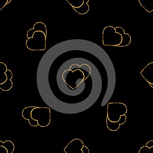 Abstract Valentine`s Day hearts. golden hearts. Seamless background for your design. Vector illustration. Love concept. Cute wallp