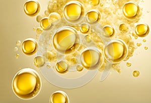 Abstract various yellow bubbles oil or serum