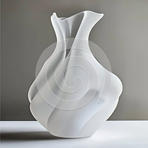 Abstract vase of unusual shape made of frosted glass photo