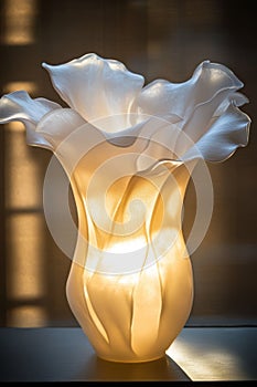 Abstract vase of unusual shape made of frosted glass photo