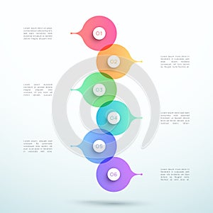 Abstract Vector 3d Stacked 6 Step Circle Infographic