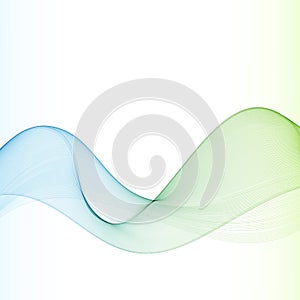 Abstract vector background, blue and green waved lines