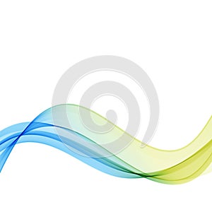 Abstract vector background, blue and green waved lines