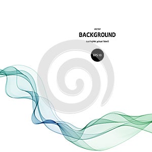 Abstract vector background, blue and green waved lines for brochure, website, flyer design. Transparent smooth wave. eps
