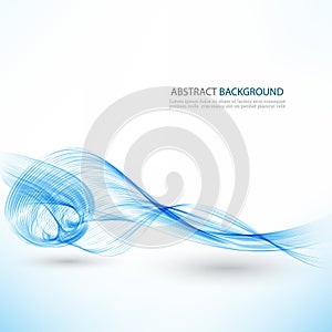 Abstract vector background, blue transparent waved lines for brochure, website, flyer design. Blue smoke wave. Blue wavy