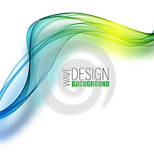 Abstract vector background, blue transparent waved lines for brochure, website, flyer design. Blue yellow green smoke