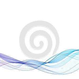 Abstract vector background, blue transparent wavy lines for brochure, website, flyer design. Blue smoke wave. Blue wavy background