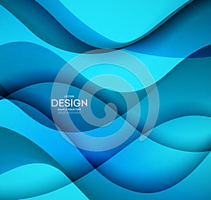 Abstract vector background, blue wavy