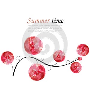 Abstract vector background with branch and bright pink elements