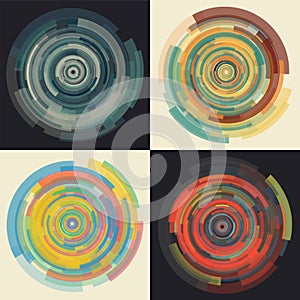 Abstract vector background in concentric uniformly decreasing circular elements photo