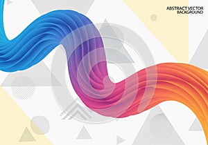 Abstract vector background featuring a fluid, wavy ribbon with a gradient transitioning from blue