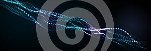 Abstract vector background. Glowing particles dynamic flow
