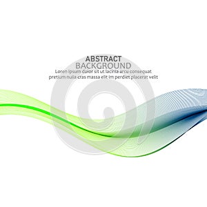 Abstract vector background, green blue waved lines for brochure, website, flyer design. Transparent smooth wave.