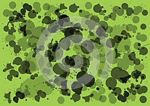 Abstract vector background with ink blots on green backgound.