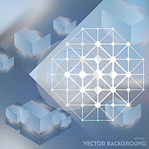 Abstract vector background with isometric cubes with reflection