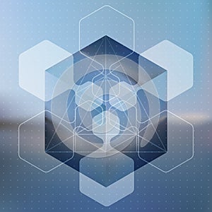 Abstract vector background with isometric cubes with reflection